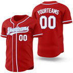 Custom Red White-Light Blue Reversible Button-Down Baseball Jersey
