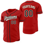 Custom Red Black-Cream Reversible Button-Down Baseball Jersey