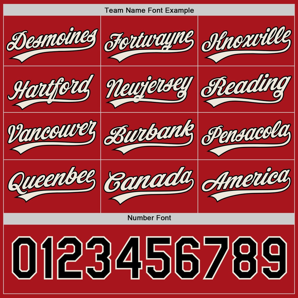 Custom Red Black-Cream Reversible Button-Down Baseball Jersey photo 4