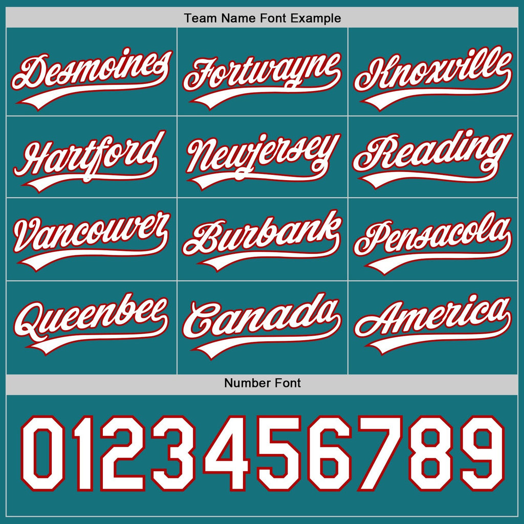 Custom Red White-Teal Reversible Button-Down Baseball Jersey photo 5