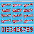 Custom Red White-Sky Blue Reversible Button-Down Baseball Jersey photo 5