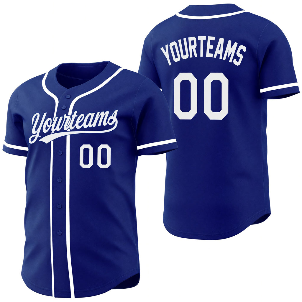 Custom Royal-White Reversible Button-Down Baseball Jersey