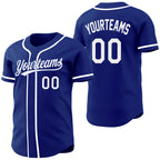 Custom Royal-White Reversible Button-Down Baseball Jersey