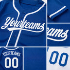 Custom Royal-White Reversible Button-Down Baseball Jersey detail