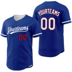 Custom Royal White-Red Reversible Button-Down Baseball Jersey