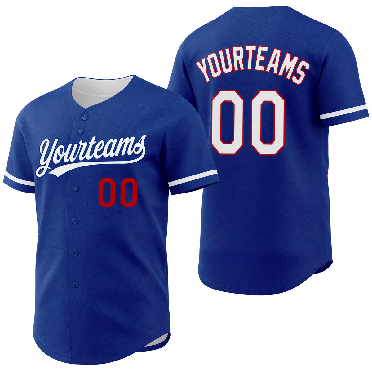 Custom Royal White-Red Reversible Button-Down Baseball Jersey