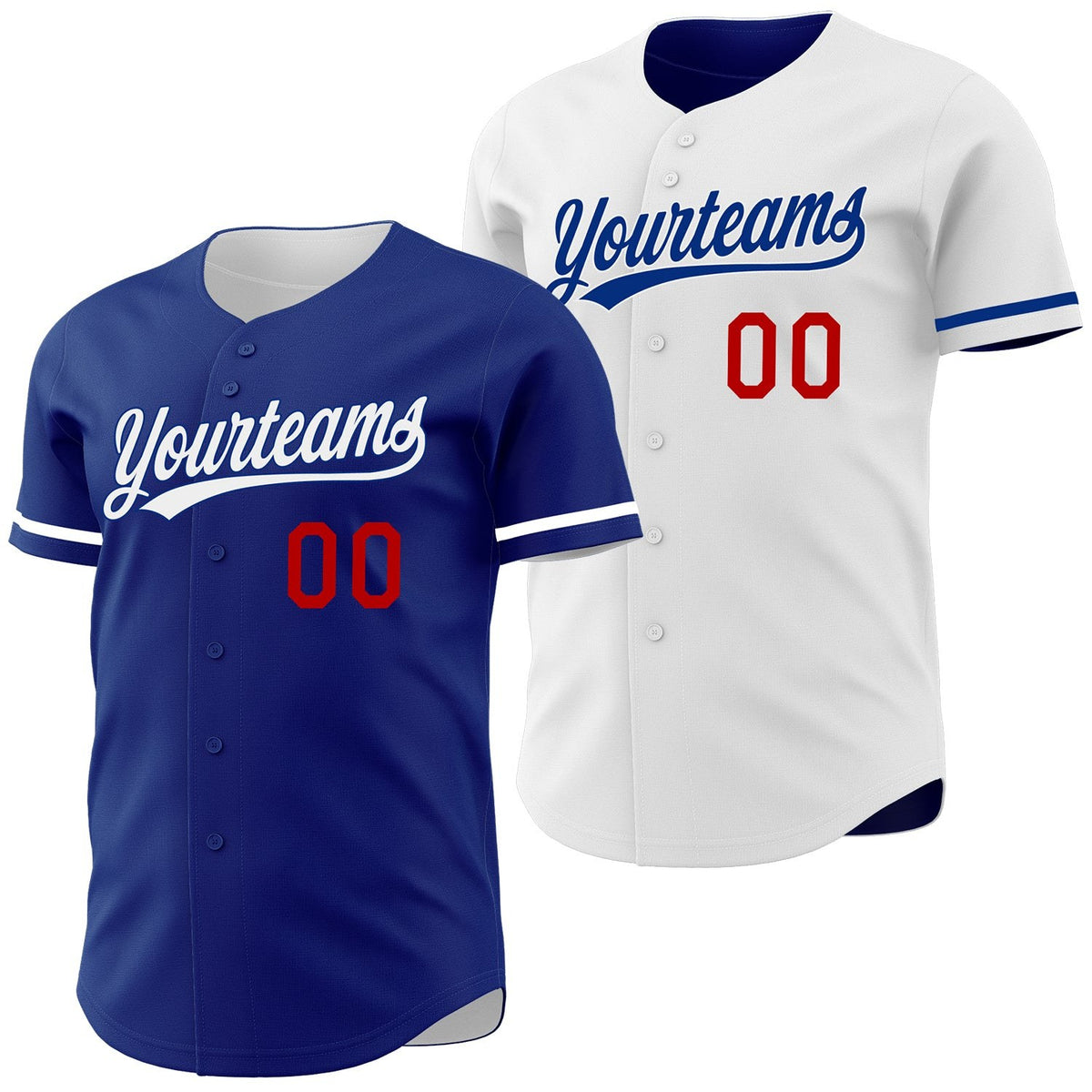 Custom Royal White-Red Reversible Button-Down Baseball Jersey photo 1