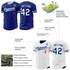 Custom Royal White-Red Reversible Button-Down Baseball Jersey photo 3