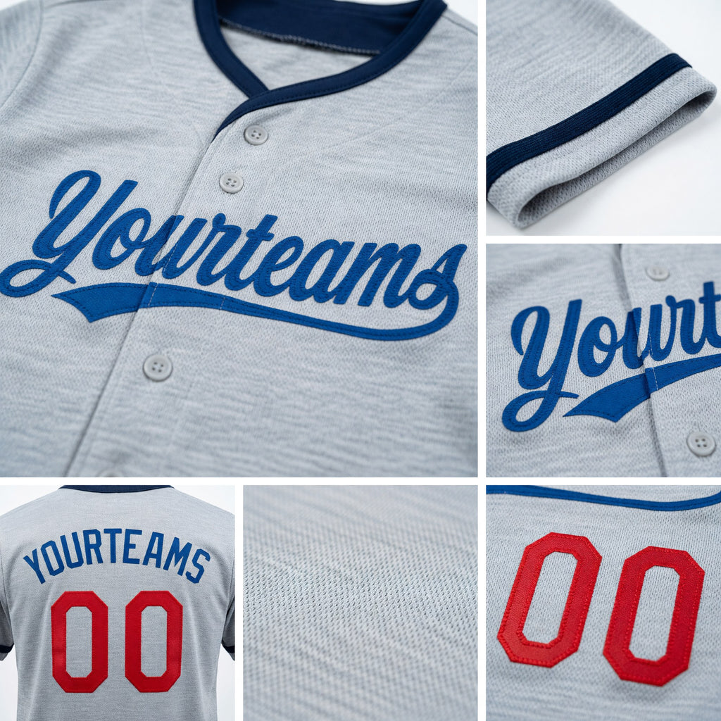 Custom Royal Gray Reversible Button-Down Baseball Jersey detail