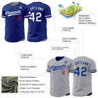 Custom Royal Gray Reversible Button-Down Baseball Jersey photo 3
