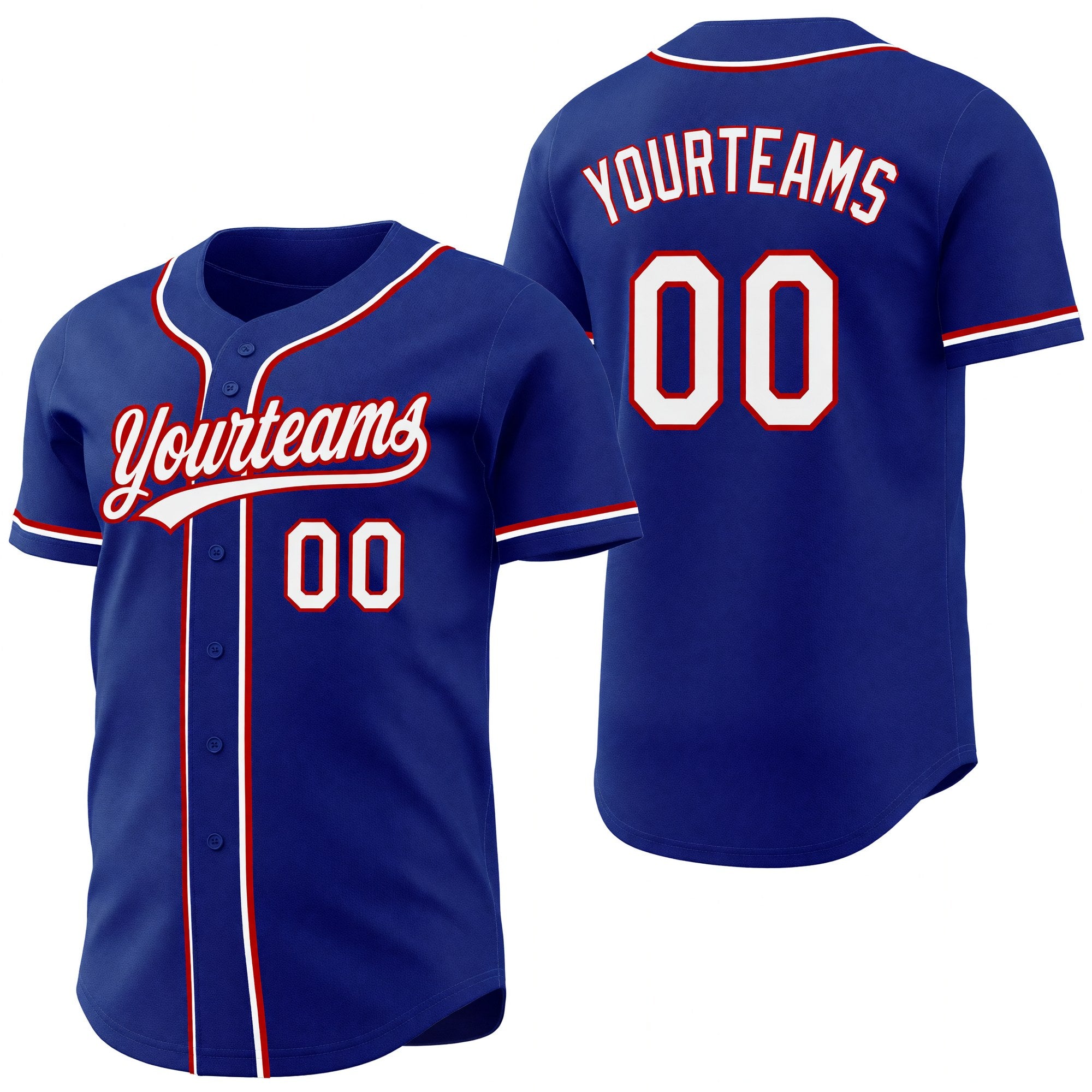 Custom Royal White-Red Reversible Button-Down Baseball Jersey
