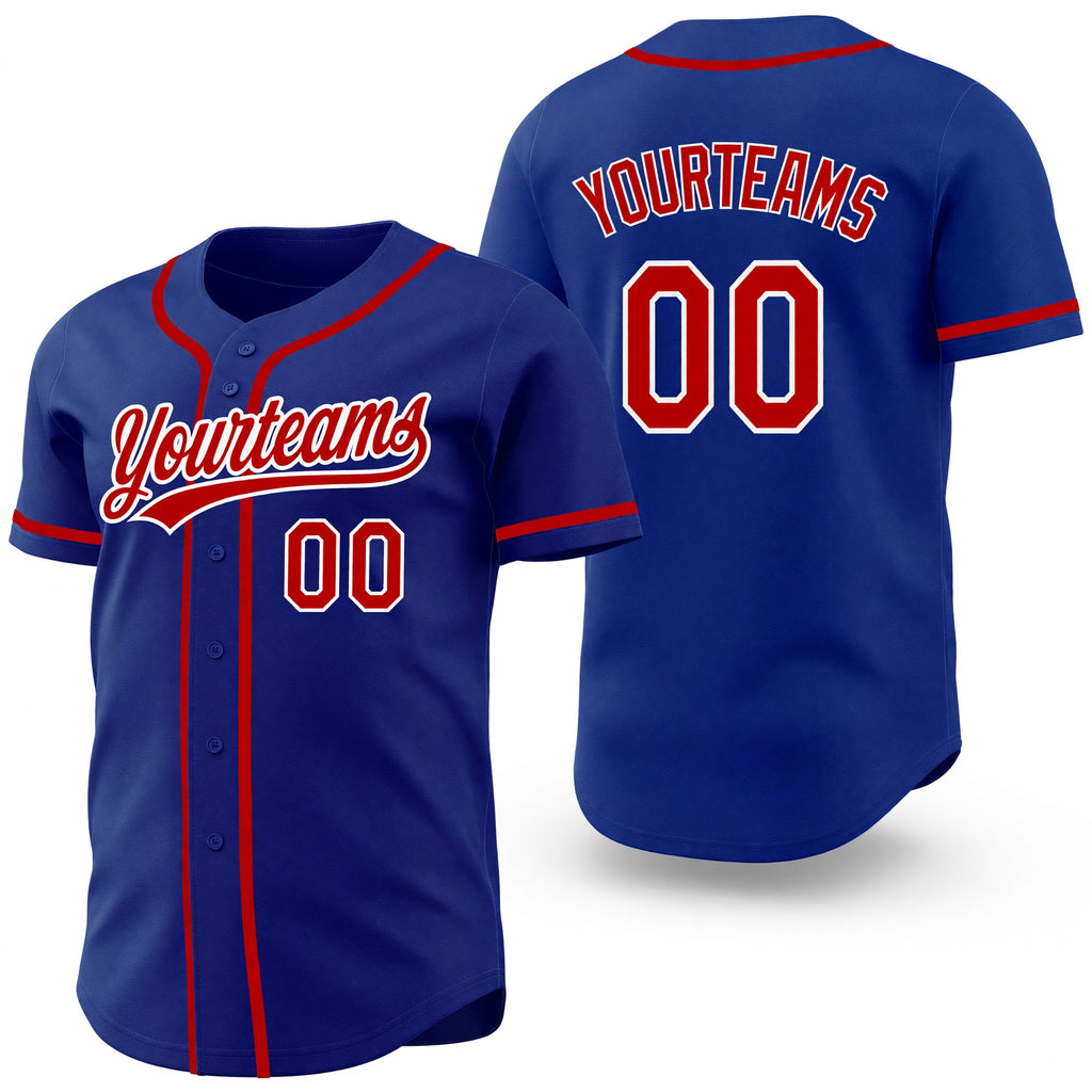 Custom Royal Red-White Reversible Button-Down Baseball Jersey