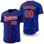 Custom Royal Red-White Reversible Button-Down Baseball Jersey