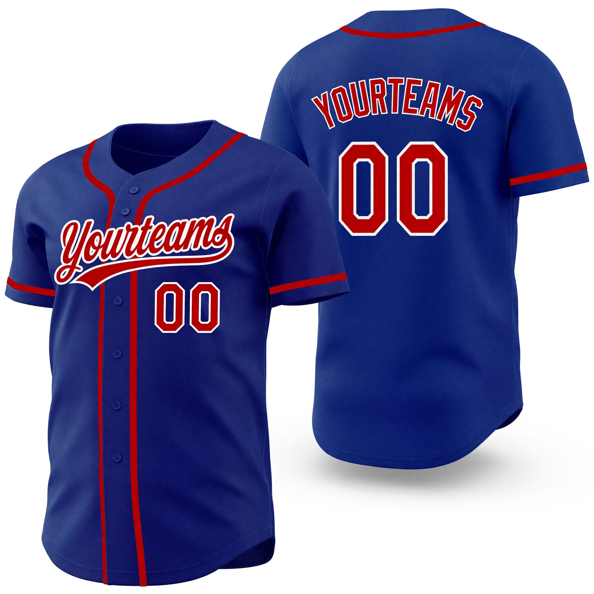 Custom Royal Red-White Reversible Button-Down Baseball Jersey