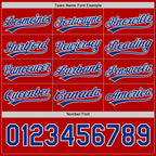 Custom Royal Red-White Reversible Button-Down Baseball Jersey photo 5
