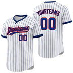 Custom Royal White Royal Pinstripe Reversible Button-Down Baseball Jersey