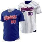 Custom Royal White Royal Pinstripe Reversible Button-Down Baseball Jersey photo 1