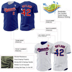 Custom Royal White Royal Pinstripe Reversible Button-Down Baseball Jersey photo 3
