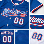 Custom Royal White-Red Reversible Button-Down Baseball Jersey detail