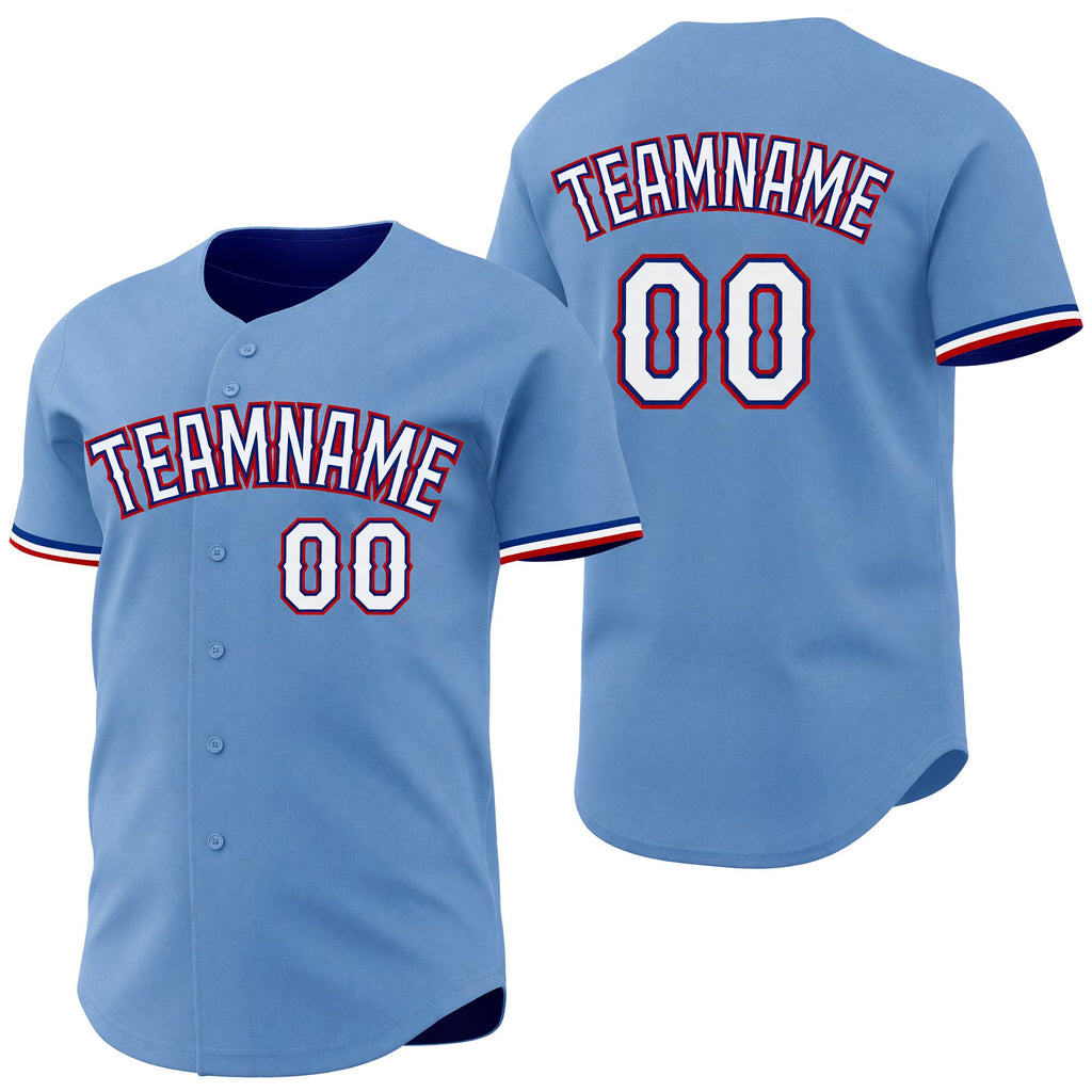 Custom Royal Light Blue Reversible Button-Down Baseball Jersey