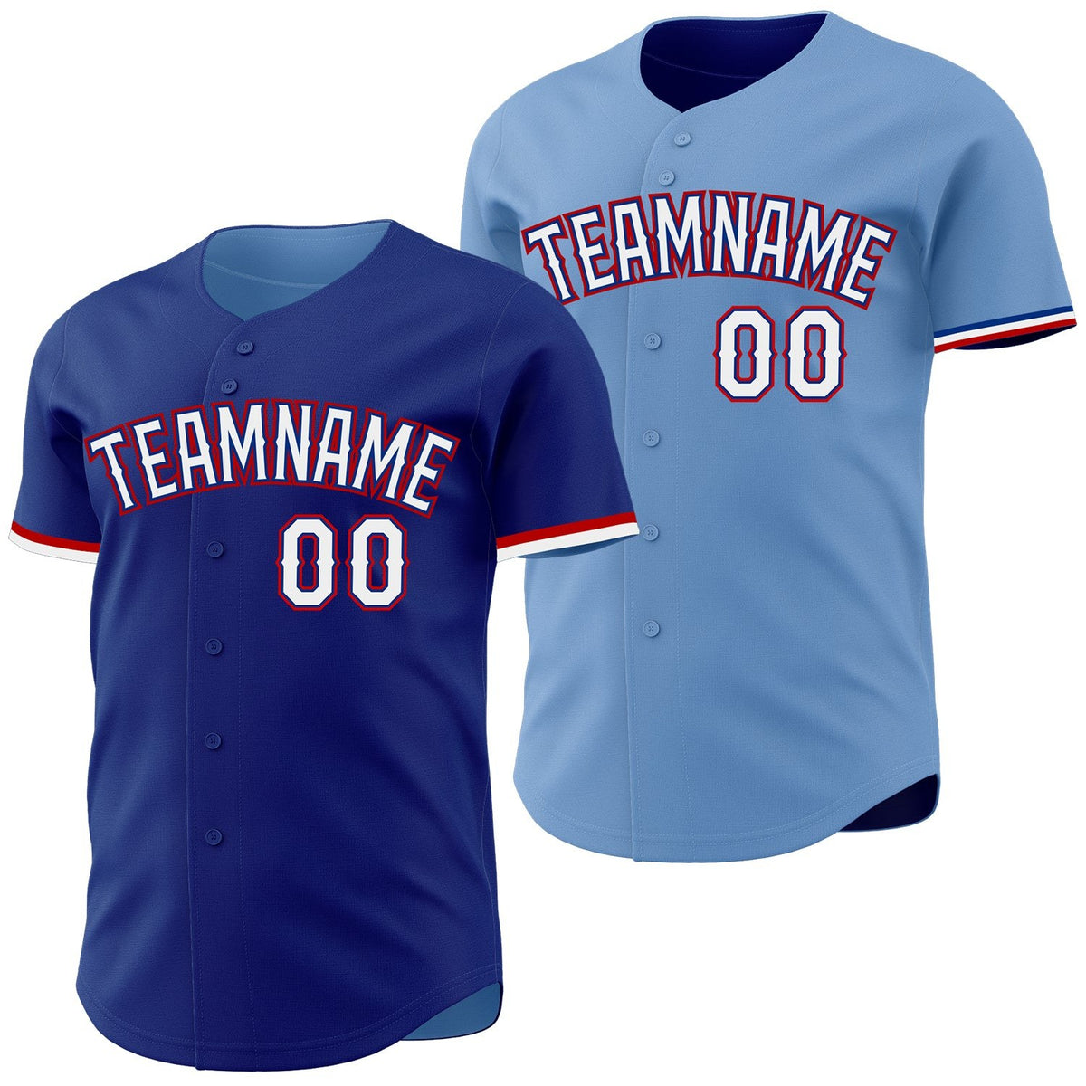 Custom Royal Light Blue Reversible Button-Down Baseball Jersey photo 1