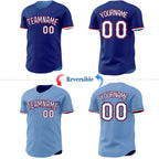 Custom Royal Light Blue Reversible Button-Down Baseball Jersey photo 2