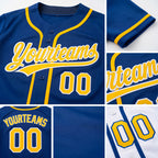 Custom Royal Yellow-White Reversible Button-Down Baseball Jersey detail