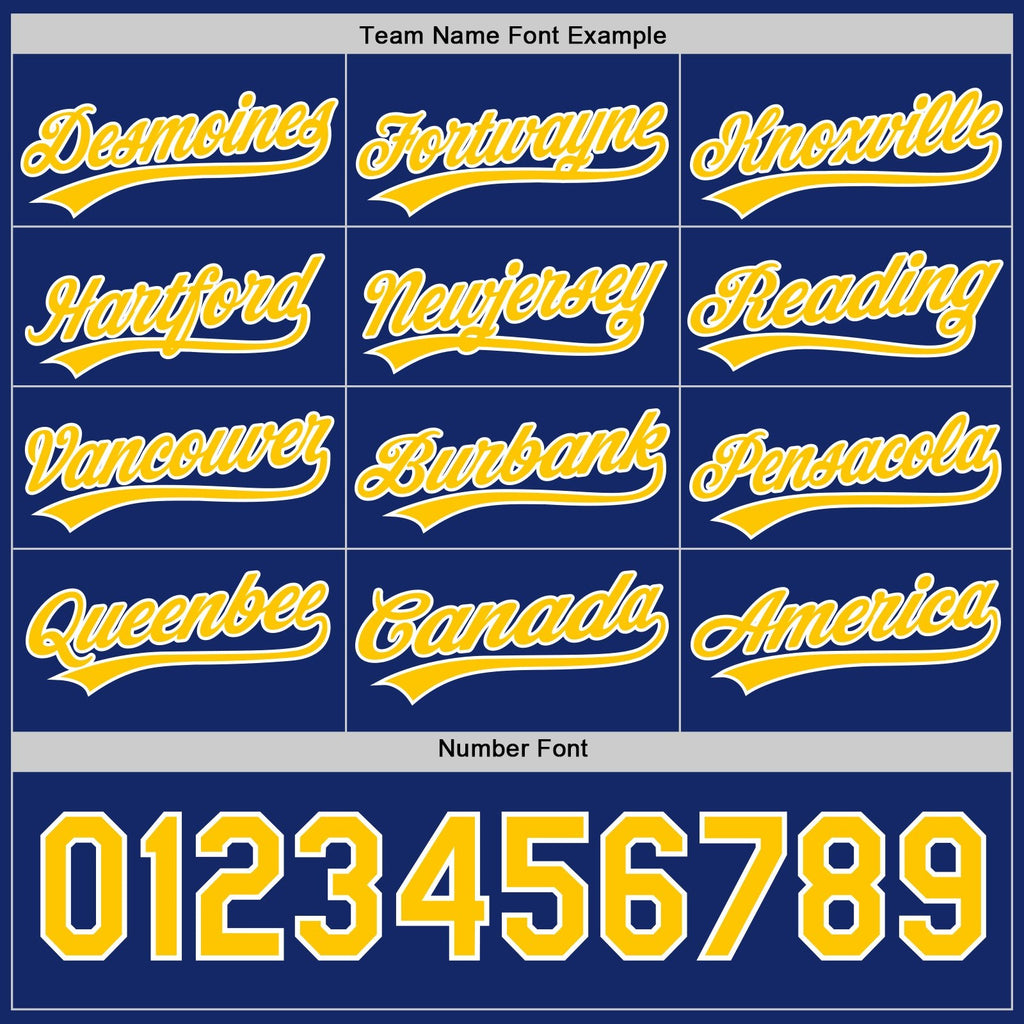 Custom Royal Yellow-White Reversible Button-Down Baseball Jersey photo 4