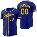 Custom Royal-Yellow Reversible Button-Down Baseball Jersey