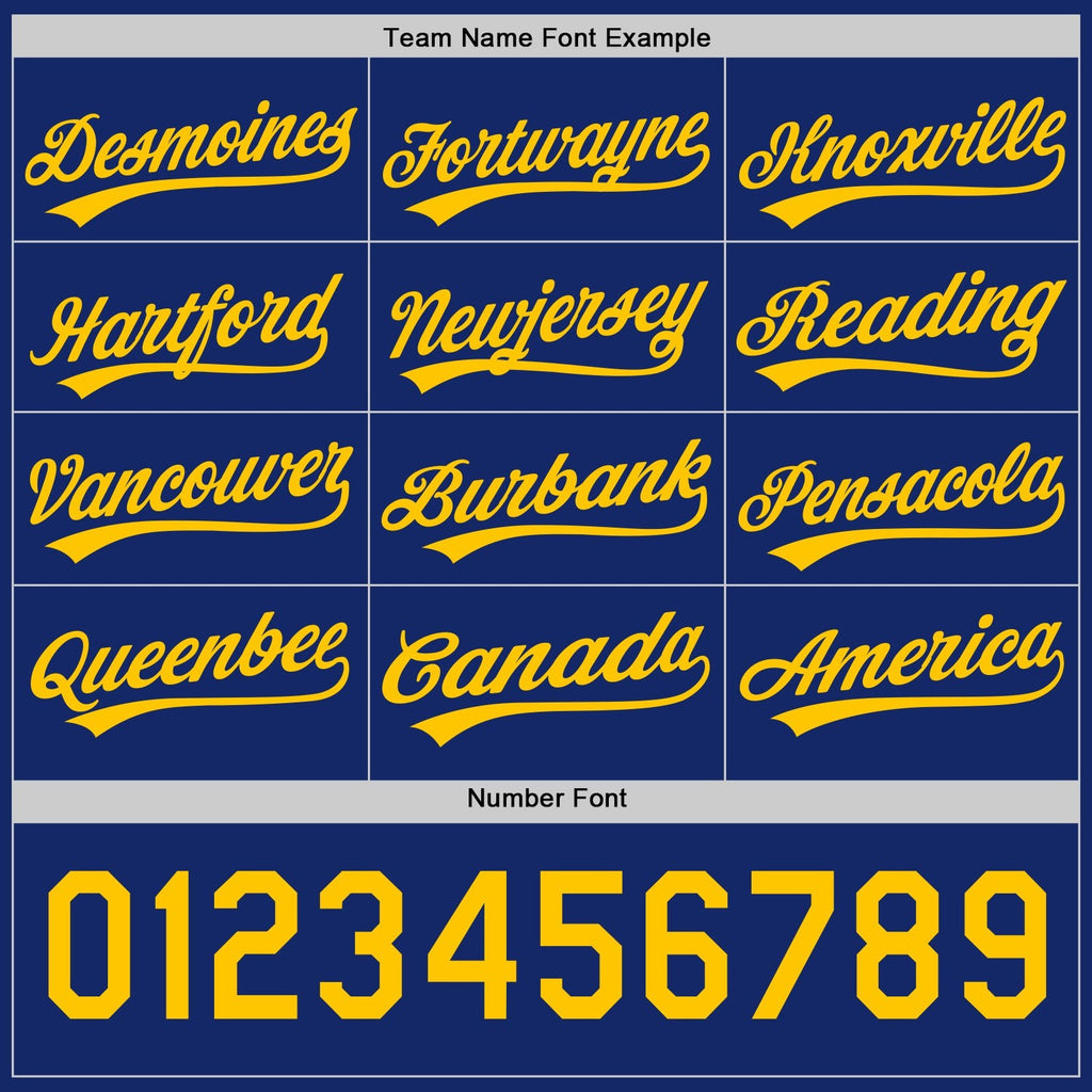 Custom Royal-Yellow Reversible Button-Down Baseball Jersey photo 4