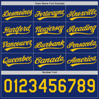 Custom Royal-Yellow Reversible Button-Down Baseball Jersey photo 4