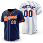 Custom Royal White Royal Pinstripe Reversible Button-Down Baseball Jersey