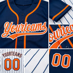 Custom Royal White Royal Pinstripe Reversible Button-Down Baseball Jersey detail