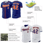 Custom Royal White Royal Pinstripe Reversible Button-Down Baseball Jersey photo 3