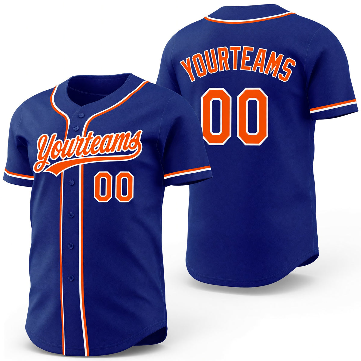 Custom Royal Orange-White Reversible Button-Down Baseball Jersey