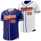 Custom Royal Orange-White Reversible Button-Down Baseball Jersey photo 1
