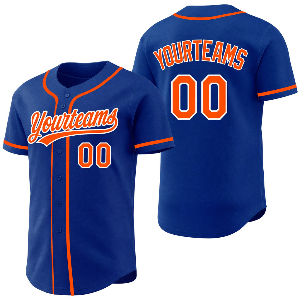 Custom Royal Orange-White Reversible Button-Down Baseball Jersey