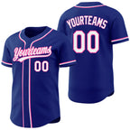 Custom Royal White-Pink Reversible Button-Down Baseball Jersey
