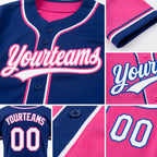 Custom Royal White-Pink Reversible Button-Down Baseball Jersey detail