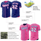 Custom Royal White-Pink Reversible Button-Down Baseball Jersey photo 3