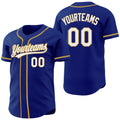 Custom Royal White-Old Gold Reversible Button-Down Baseball Jersey