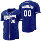 Custom Royal White-Gray Reversible Button-Down Baseball Jersey