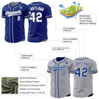 Custom Royal White-Gray Reversible Button-Down Baseball Jersey photo 3