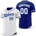 Custom Royal White-Light Blue Reversible Button-Down Baseball Jersey