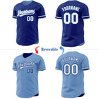 Custom Royal White-Light Blue Reversible Button-Down Baseball Jersey photo 2