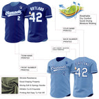 Custom Royal White-Light Blue Reversible Button-Down Baseball Jersey photo 3