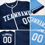 Custom Royal-White Reversible Button-Down Baseball Jersey detail