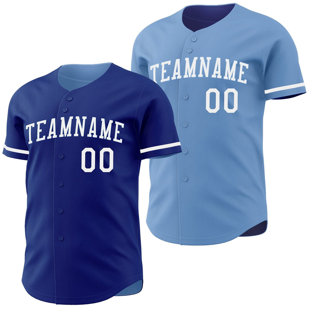 Custom Royal-White Reversible Button-Down Baseball Jersey photo 1