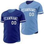 Custom Royal-White Reversible Button-Down Baseball Jersey photo 1