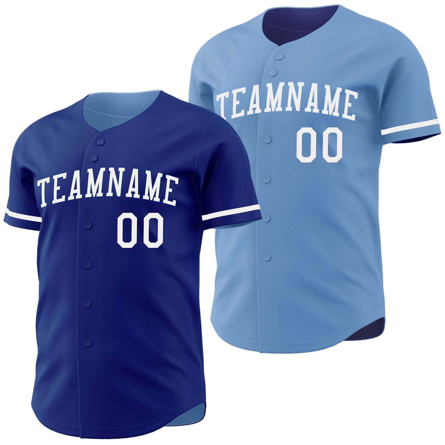 Custom Royal-White Reversible Button-Down Baseball Jersey photo 1
